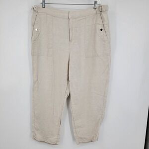 Athleta Voyager 100% Linen Pant Cropped Boho Coastal Resort High Rise Pants 20